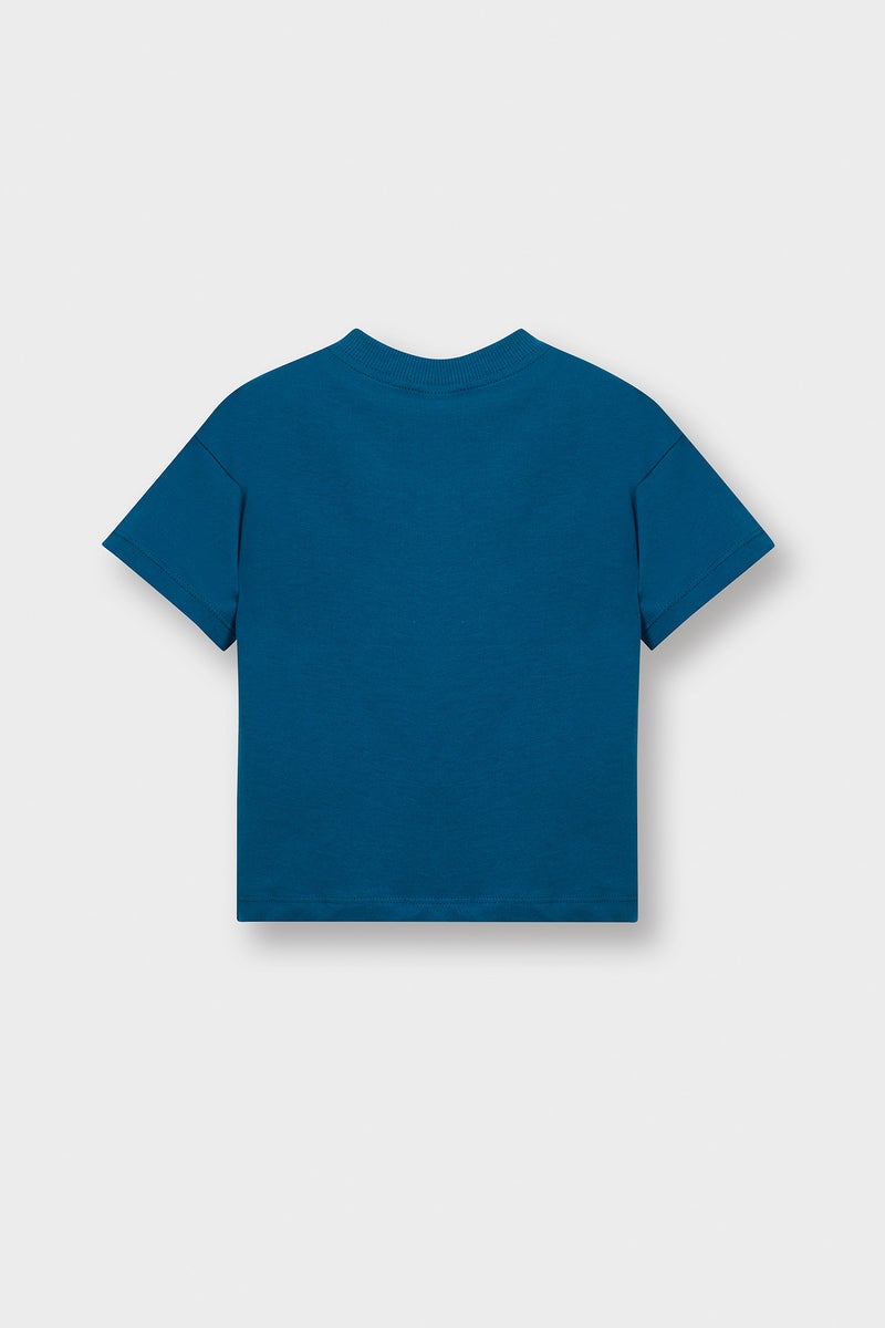 ديفاكتو تيشيرت بيبي اولادي نص كم بطبعة شعار قصة عادية - Image 3